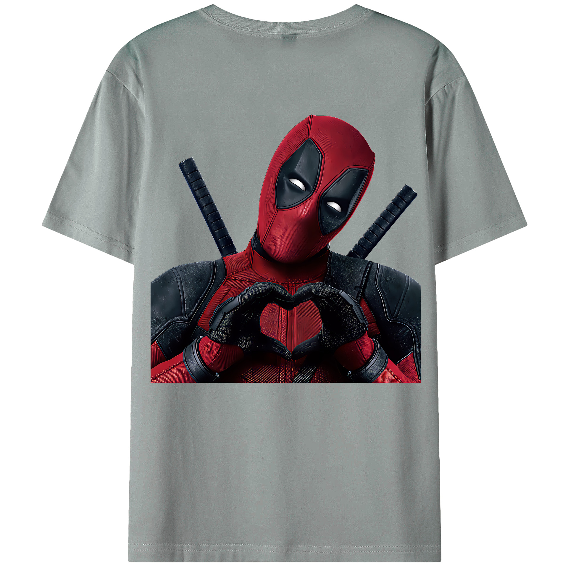 （画像用） Deadpool デッドプール 綿100％ メンズ半袖Tシャツ（バックプリント） 通気性